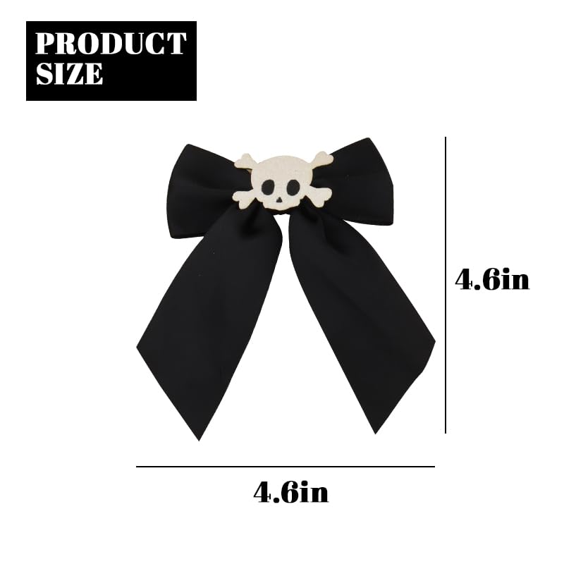 Yreamont Halloween Hair Bow Clips Skull Hair Clip for Women Girls Halloween Costume Accessories for Girls Skeleton Hair Clip Gothic Hair Accessories for Women Cosplay Hair Accessories 2PCS - Image 3